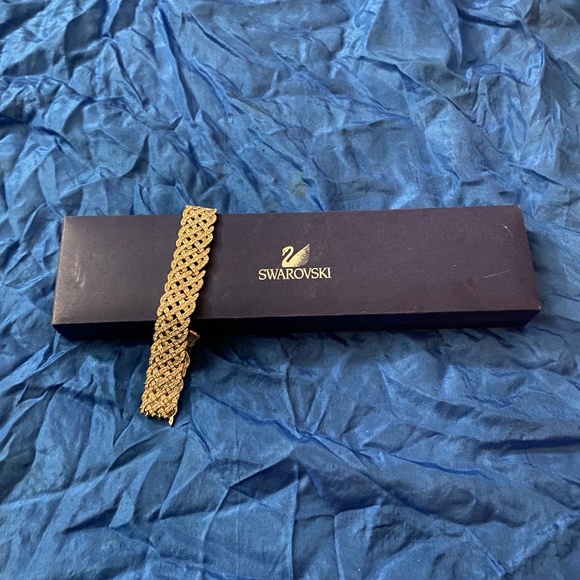 VTG Swarovski Bracelet signed Criss Crossed Weave ~ rhodium plated - Picture 4 of 12